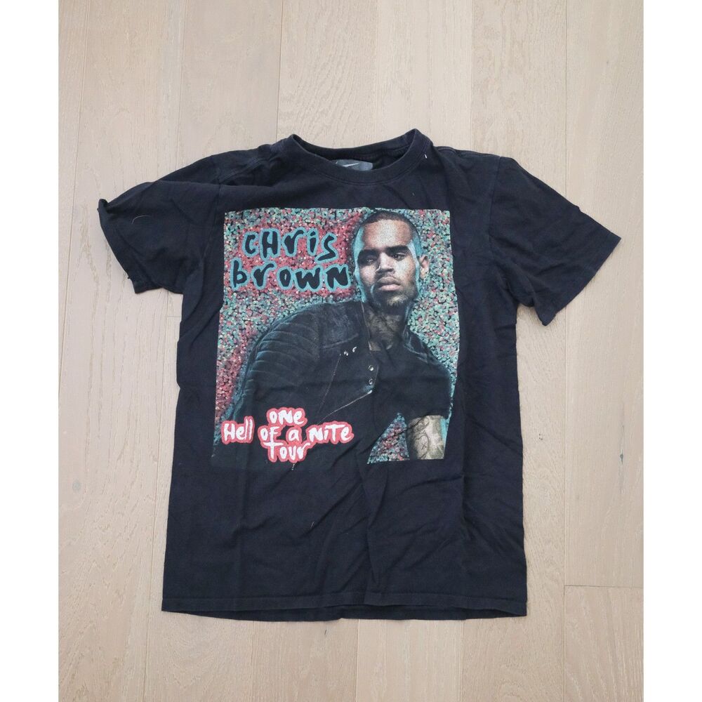 Chris Brown One Hell of a Nite Tour 2015 Nike T-Shirt Black S Small Concert
